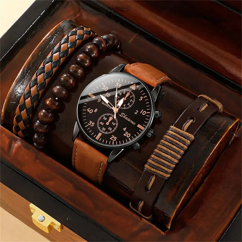 UrbanCraft™ Leather Watch Set